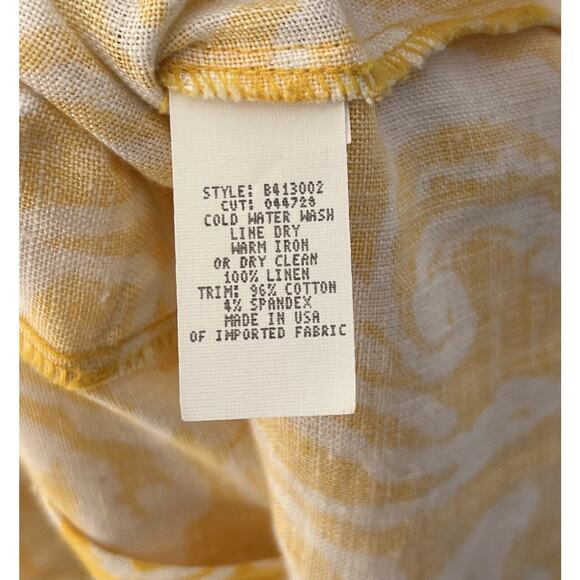 BETS By Canvasbacks Linen Zip Up Jacket Women Size LG Yellow‎ Floral Pocket USA - Picture 4 of 9
